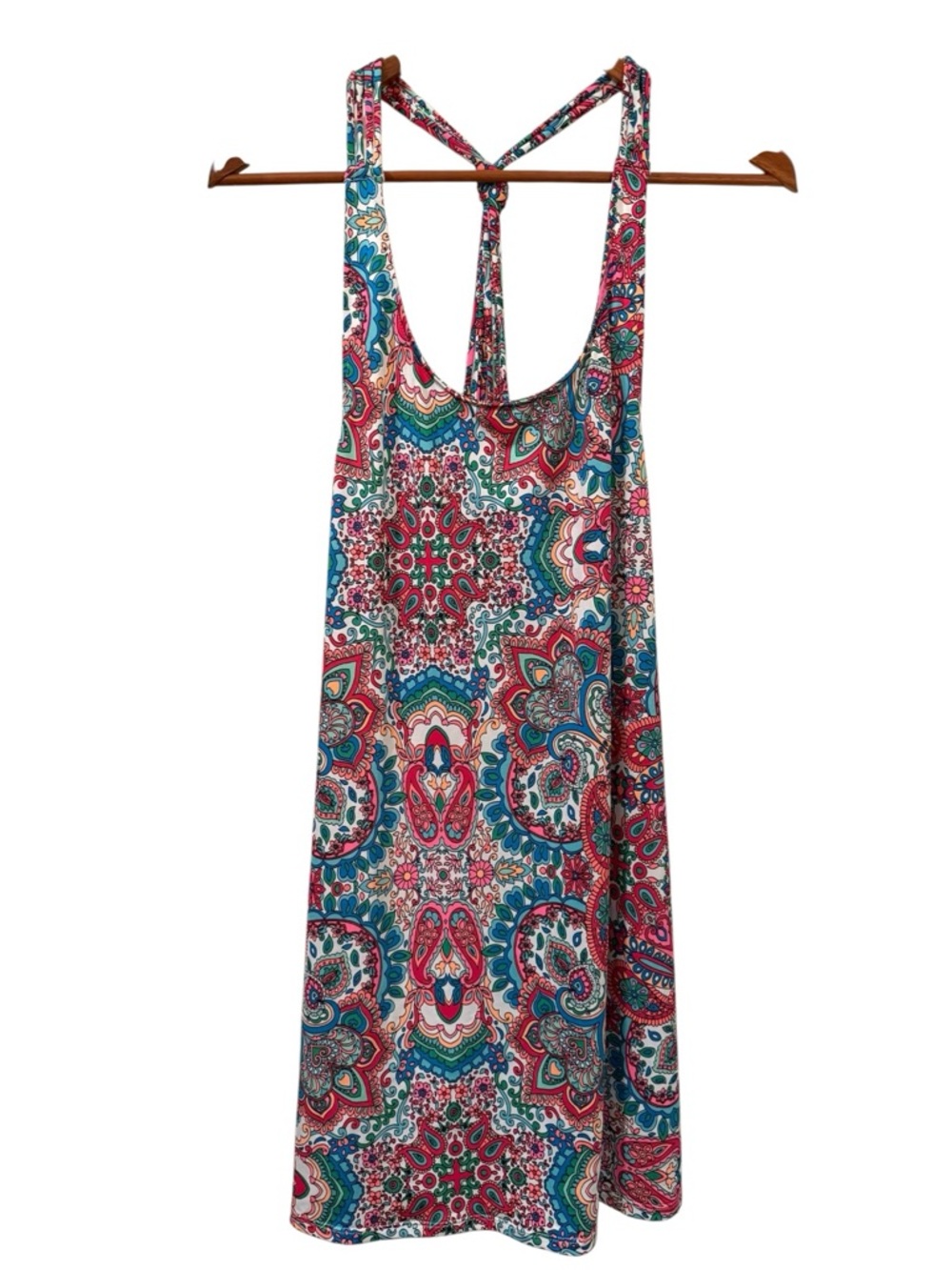 GB Paisley Print Racerback Dress Tie Back Boho Festival Size L